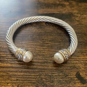 John Medeiros Thin 8mm Pearl Wire Cuff Bracelet - 7"